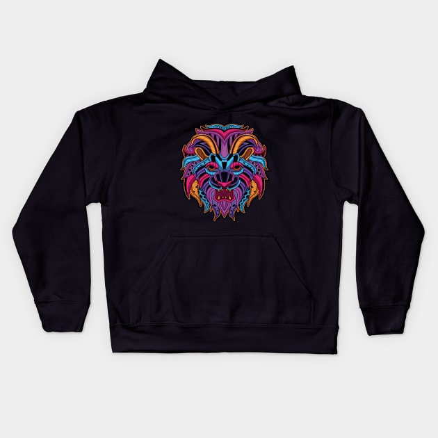 Lion Neon Kids Hoodie by cartoonbug